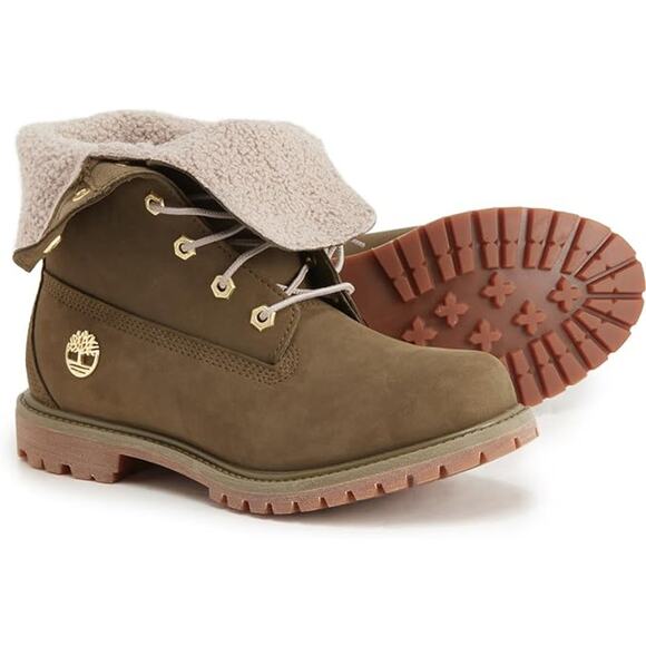 NEW Timberland Teddy Fleece Fold-Down Boots Olive Women’s 8.5 TB0A64GY327 WP - Picture 2 of 9